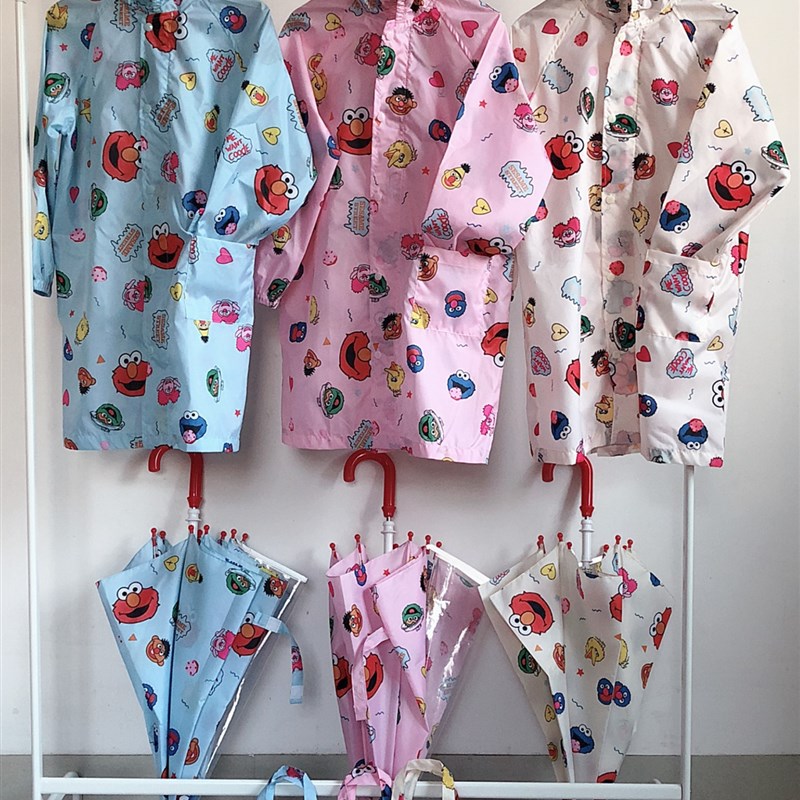 儿童男女宝宝带书包位 帽檐 拉链 连体雨披 学生街雨衣