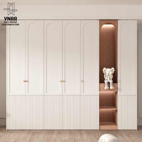 法式化妆台衣柜一体美式玻璃门衣橱家用卧室平开门整体衣帽间定制