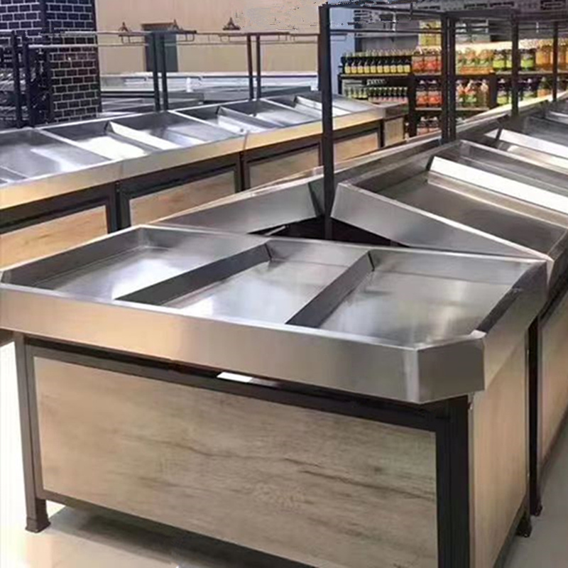 超市水果货架不锈钢蔬菜中岛展示架商用生鲜店果蔬架子多层蔬果架