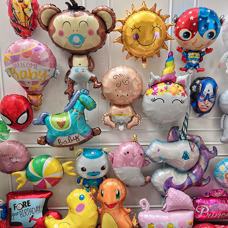 地推活动小礼品儿童无毒卡通铝膜手持棒气球充氦气玩具汽球多款