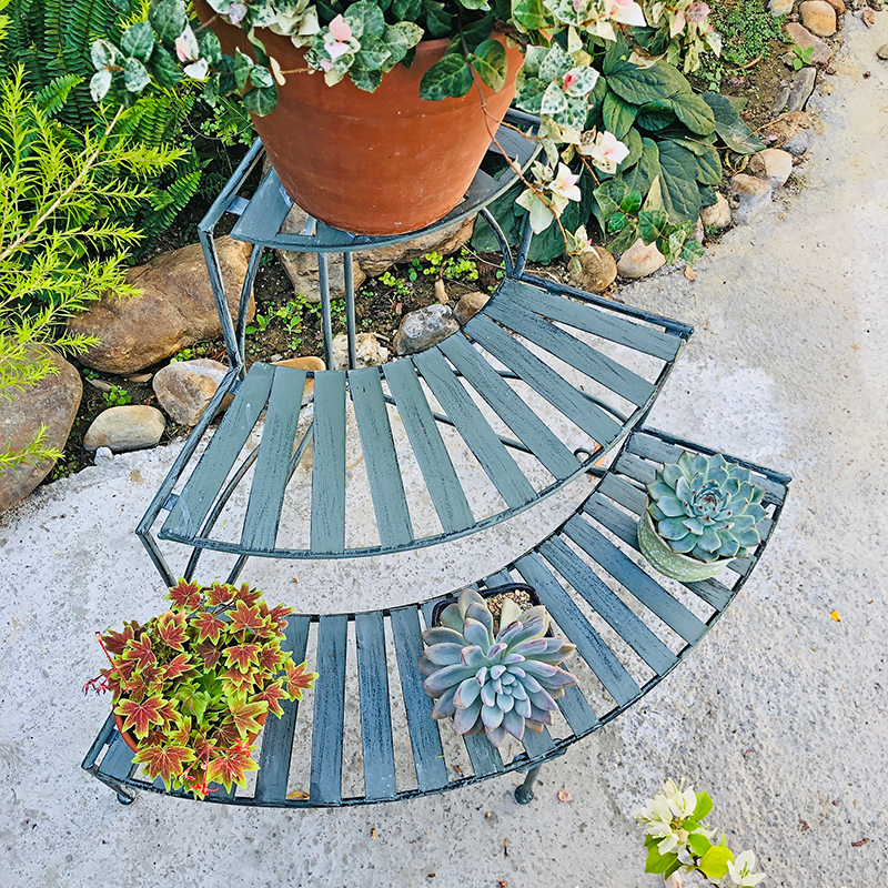 铁艺转角阶梯花架置物架户外庭院三角多层落地式阳台花盆收纳架子