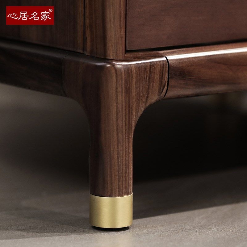 心居名家实木床头柜新中式卧室家具轻奢乌金木柜子