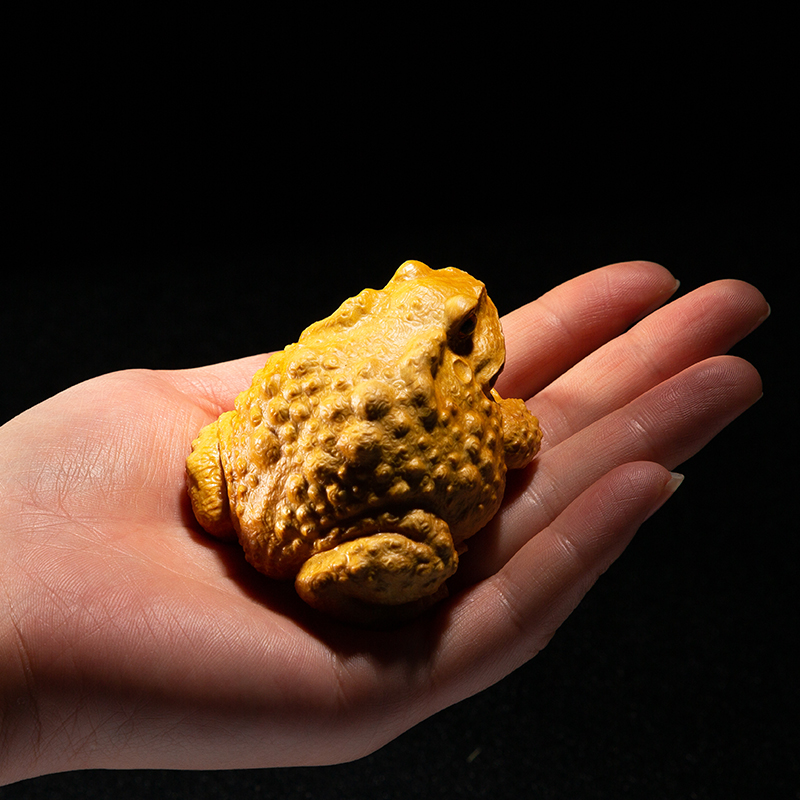 黄杨木雕文玩手把件招财进宝金蟾纯手工雕刻工艺品家居客厅摆件男
