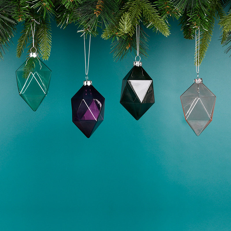 圣诞节装饰用品玻璃造型彩绘挂饰圣诞树挂件玻璃吊球橱窗场景布置