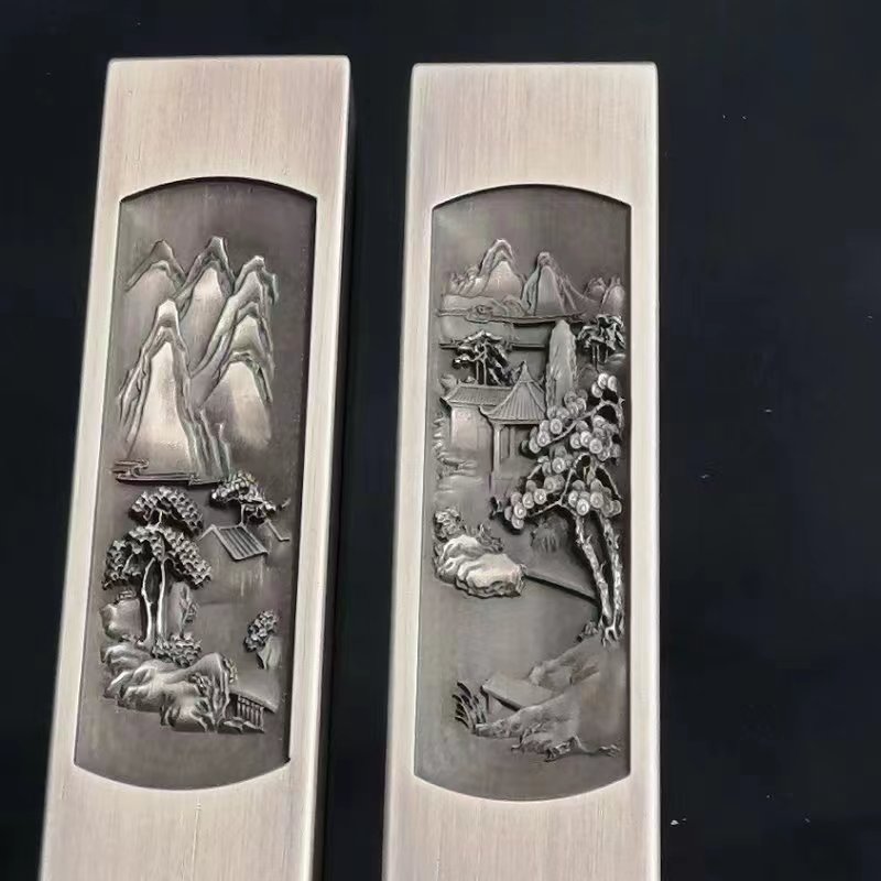 观山水镇尺名家书法雕刻纯黄铜镇尺毛笔字压条宣纸镇条精雕铜礼品