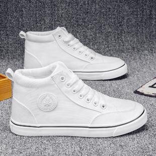 帆布鞋男夏季冬季男款小白鞋子2025新款潮流百搭高帮板鞋休闲布鞋