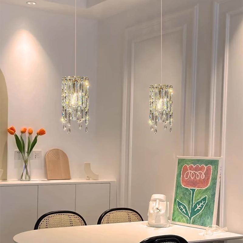 跨境水晶小吊灯床头卧室现代简约创意设计师餐厅吧台新款轻奢装饰