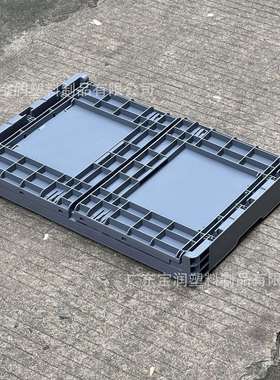 广州灰色eu箱物流收纳箱大号可折叠塑料周转箱加厚带盖箱东莞