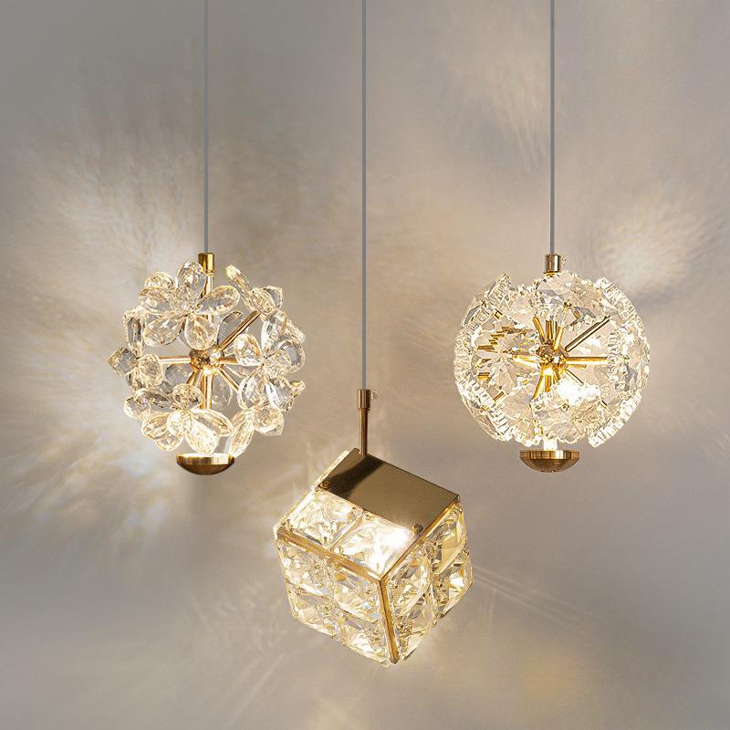 轻奢法式水晶床头吊灯后现代个性蒲公英吊灯创意饭桌餐厅卧室灯具