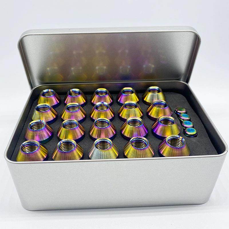 【现货销售】汽车改装轮毂螺母 改装炫蓝钛合金轮毂螺母m14 m12
