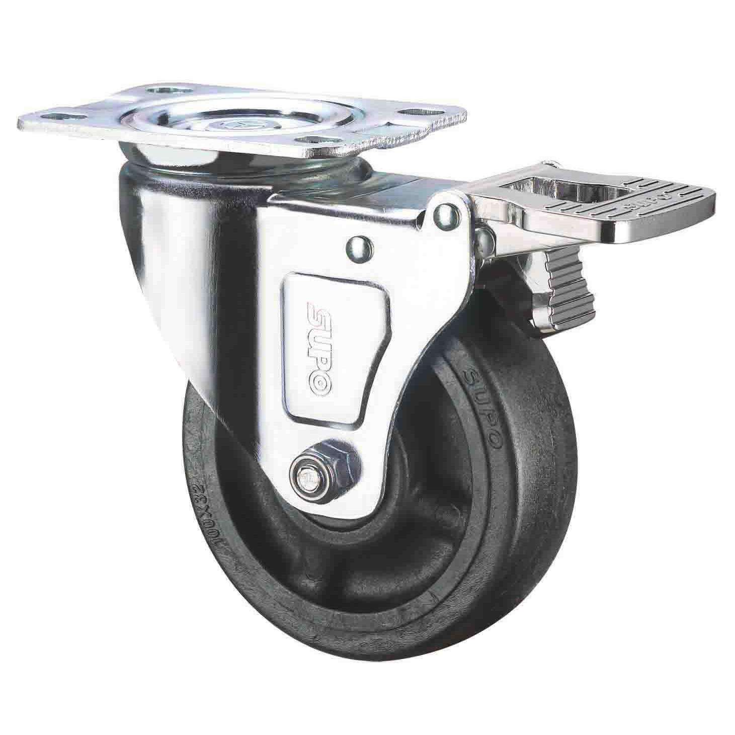 耐高温260度尼龙PA万向脚轮平底向荣5寸带双刹车Z03S-01A-125-652