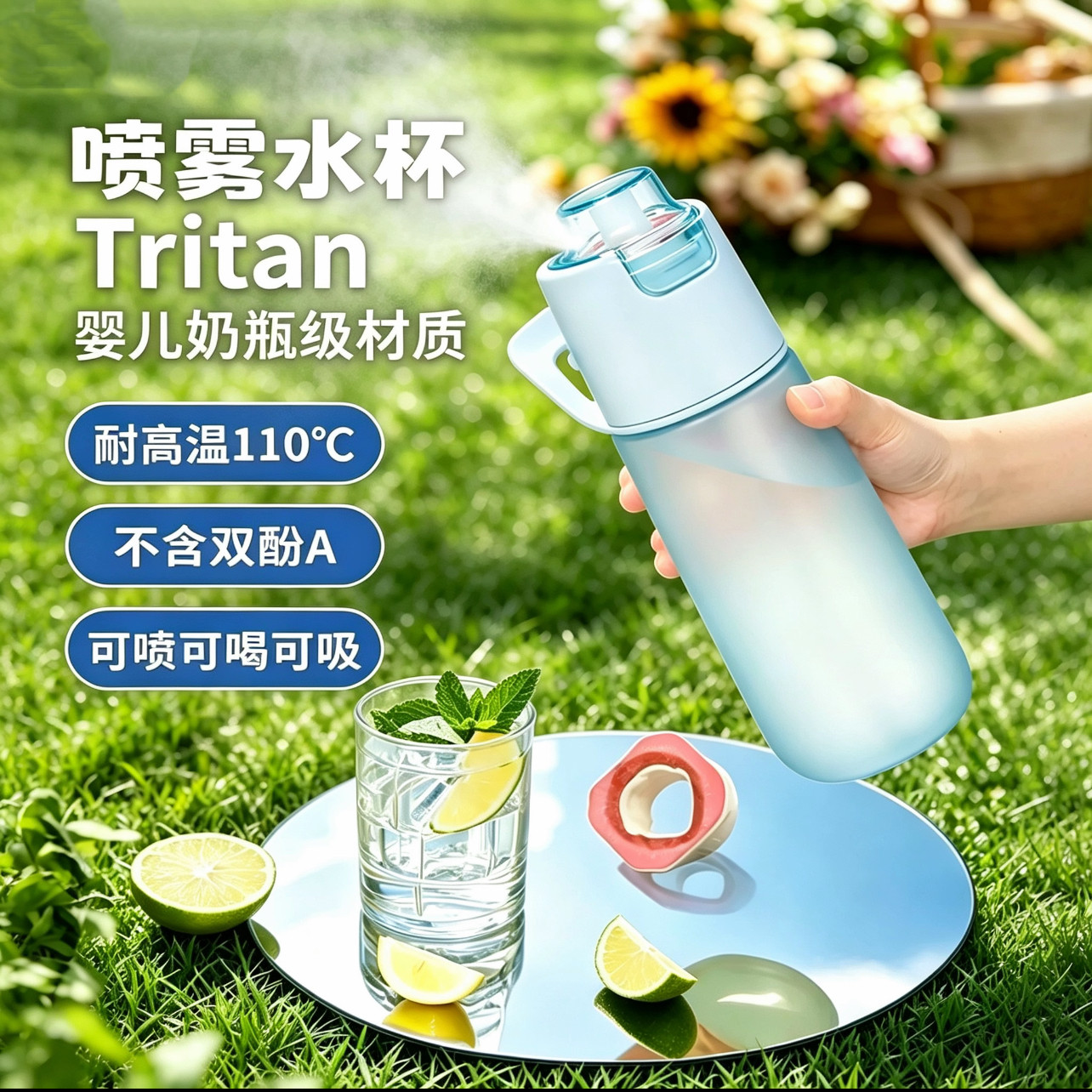 Tritan喷雾玩味水杯子味环水杯