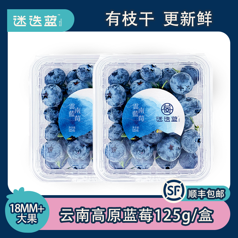 迷迭蓝云南高山蓝莓18mm+大果新鲜当季限定花香蓝莓整箱顺丰包邮