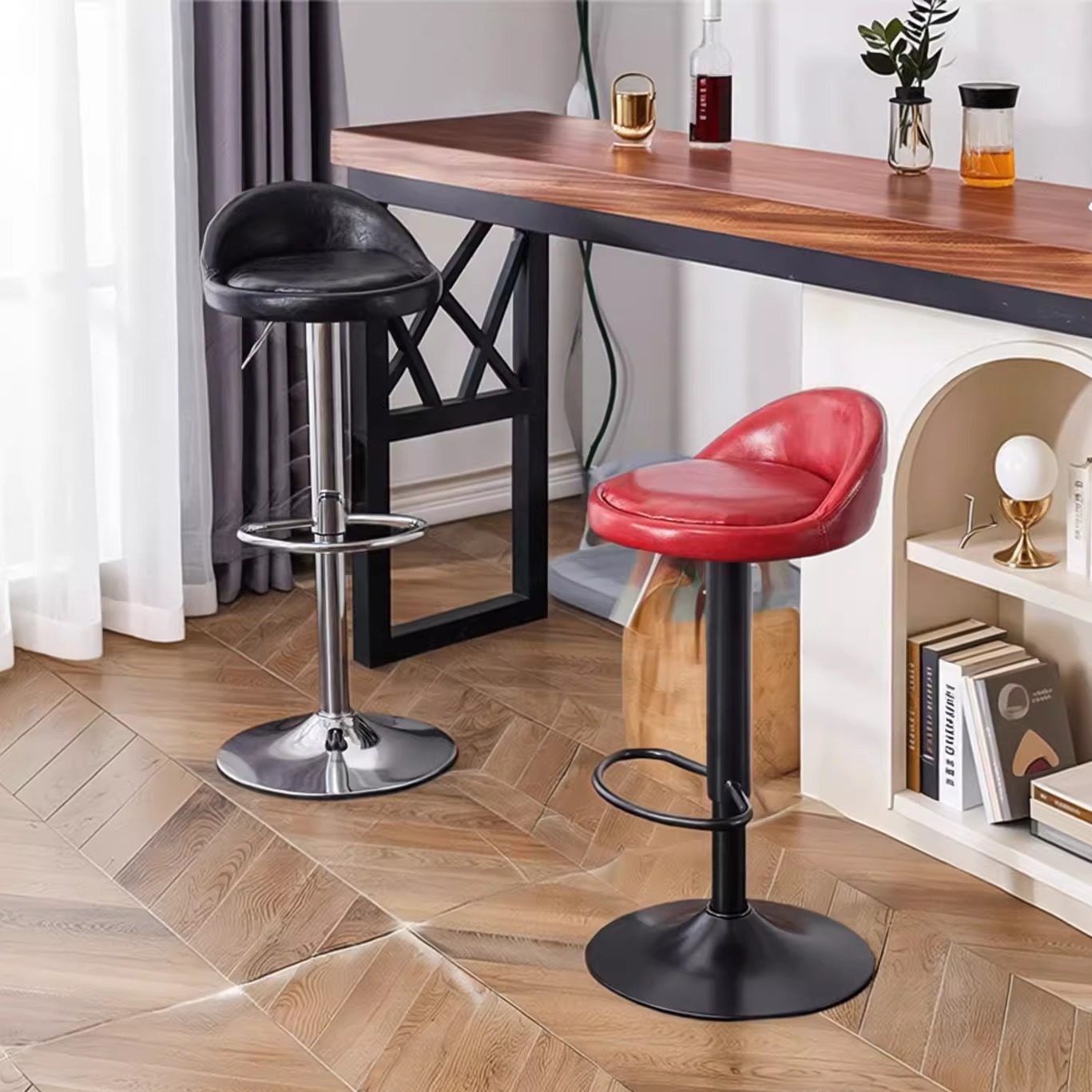 欧式升降吧台椅家用高脚凳吧台凳旋转前台收银吧凳简约高脚酒吧椅