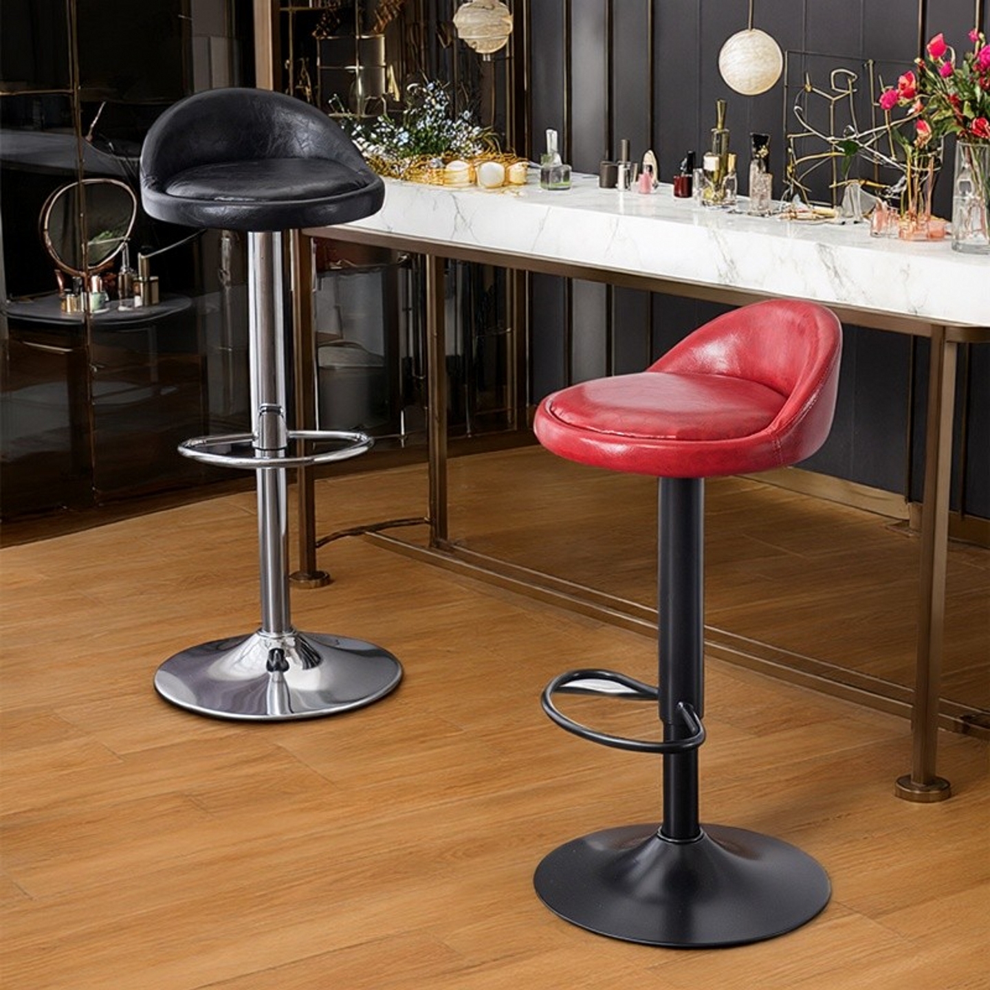 吧台椅升降椅现代简约椅子升降靠背酒吧椅美甲圆凳子收银台高脚凳