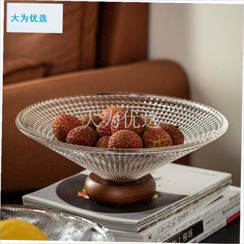 果盘客厅家法式玻璃水果s盘糖果盘前台咖啡桌零食盘水晶水果盘.