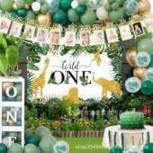 宝宝周岁ONE动物森林气球盒子NEWBORN1 12月照片墙大气球盒装 饰套