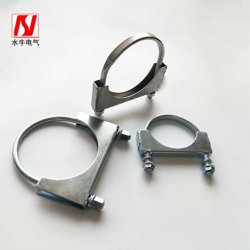厂家直供U型排气管卡箍碳钢镀锌消声器U型抱箍固定管夹多尺寸适配