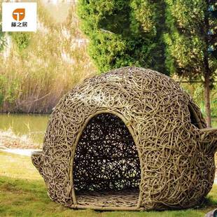 户外创意藤编鸟笼庭院防水防晒花园别墅设计师型休闲圆形沙发家具