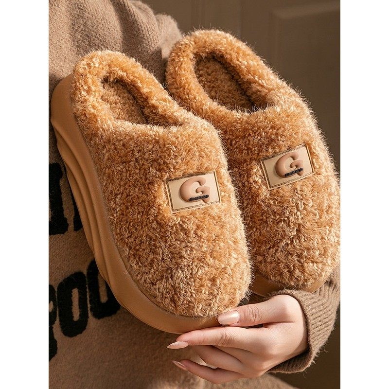 秋冬季居家棉拖鞋女士保暖毛绒防滑厚底室内情侣家居包跟拖鞋男士