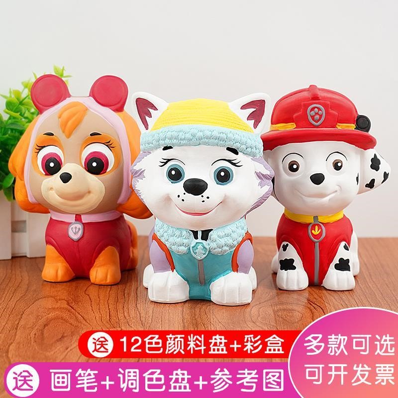 儿童非石膏娃娃涂色涂鸦白胚画画diy填色模型Q模具公仔手工存钱罐