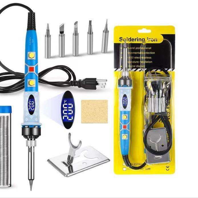 欧规220V数显电烙铁80W可调温恒温电烙铁110V美规烙铁套装工具