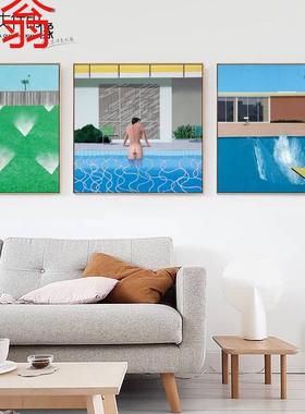 E4C油画正方形人像装饰画人物挂画人体蓝色波普艺术裸