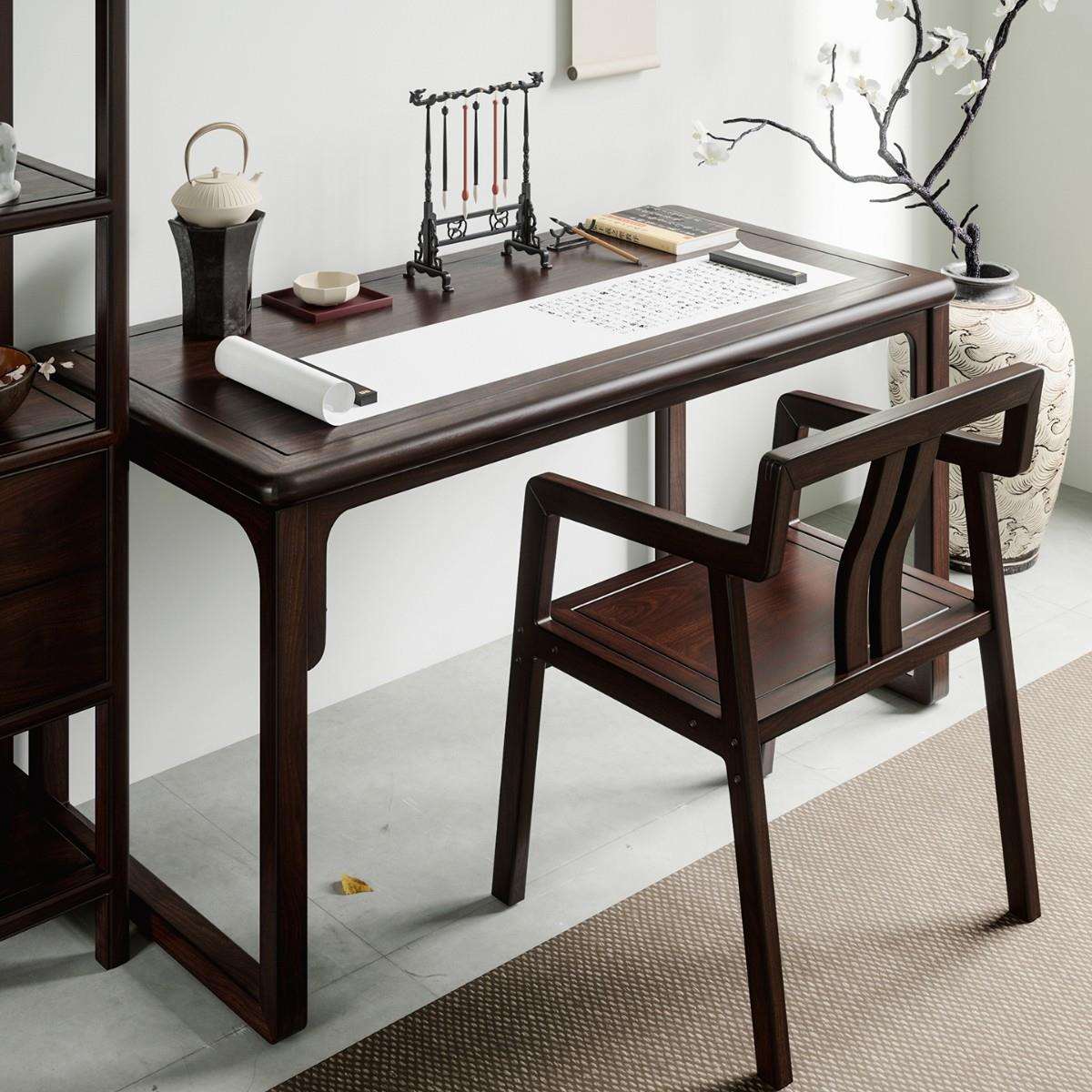 新中式书法桌实木书桌写字桌家用书法画桌画案简约写字台办公桌