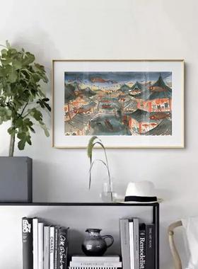 张乐陆x仟象映画 么么黑可爱挂画装饰客厅壁画书房餐厅墙画红色