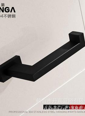 金属卷纸架304不锈钢厕纸架黑色烤漆纸巾架方形纸球筒架子D8011H