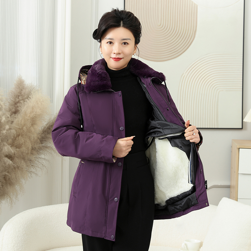 羊毛棉袄皮毛一体中老年加厚羊皮袄冬季妈妈奶奶女士外套棉衣棉服