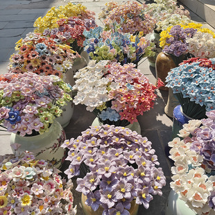 景德镇手捏陶瓷花束永生花仿真diy新娘手捧花送礼物批发摆件装饰