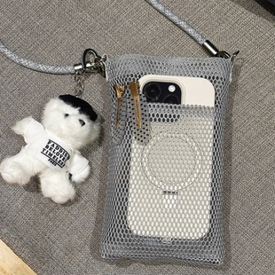 【通勤搭子】网格手机包斜挎女迷你高级感小型收纳包耳机墨镜眼镜