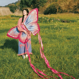 【出片神器】蝴蝶风筝2026新款飘带大人专用潍坊大号微风易飞手持