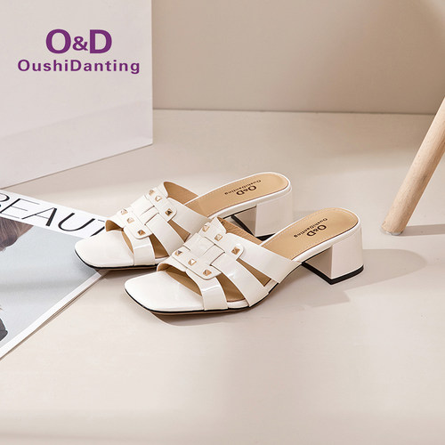 OD欧诗丹婷牛皮一字带凉鞋女2025