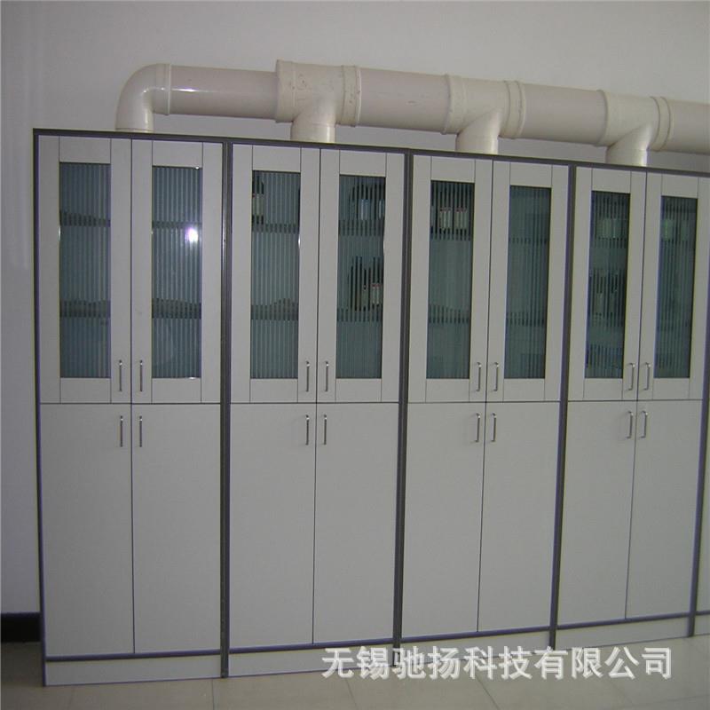 生产实验室用铝木器皿柜上下两层上玻璃下柜门带合页带积液盘