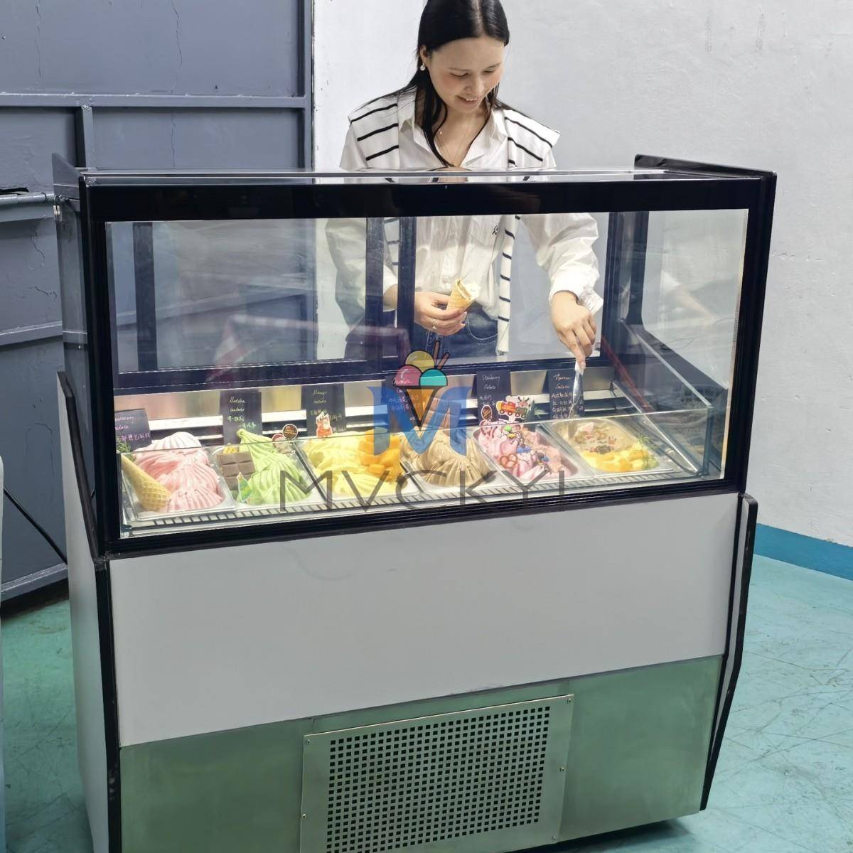 1/414盘冰淇淋冷冻展示柜超市户外冰激凌展示设备商用冷柜