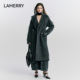 LAMERRY 翻领新款 朗美睿纯色羊毛收腰大衣羽毛元 素毛呢长大衣经典