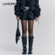 A字显瘦短裤 LAMERRY 朗美睿大口袋撞钉褶皱纹理皮裤 深冬辣妹穿搭