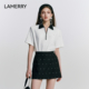 LAMERRY 朗美睿白色重工撞色钉钻T恤短袖 POLO领设计简约干练华丽