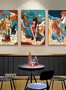 日本火锅店装饰画日式茶室挂画相扑仕女图客厅壁画料理店过道玄关