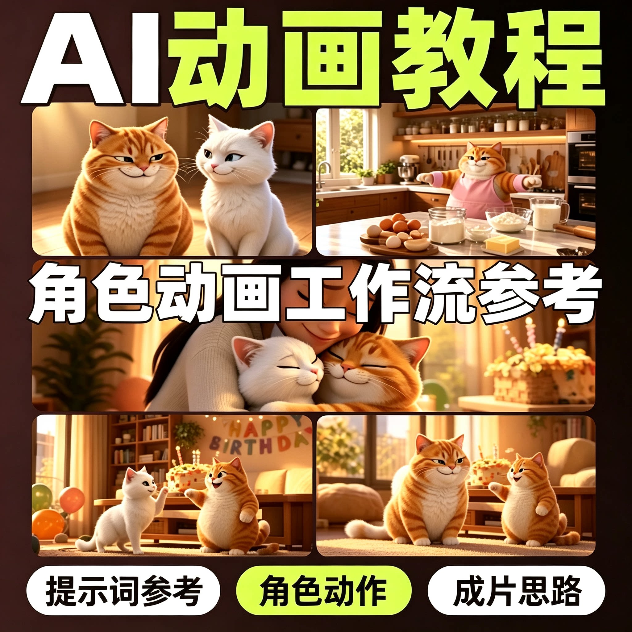 AI动画制作零基础教程角色动作提示词库工作流成片思路自学资料 - 实物图