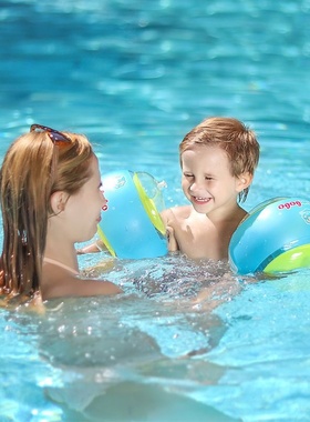 Swimbobo儿童游泳手臂圈 成人游泳圈臂圈 绿色加厚充气水袖