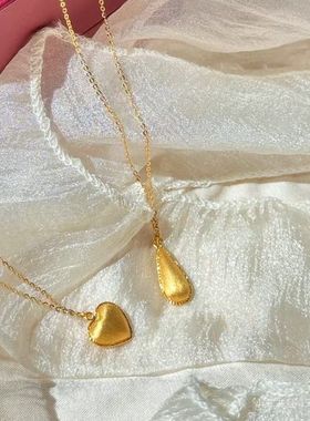 新中式拉丝复古瓜子水滴爱心项链女简约高级感情人节礼物现货批发