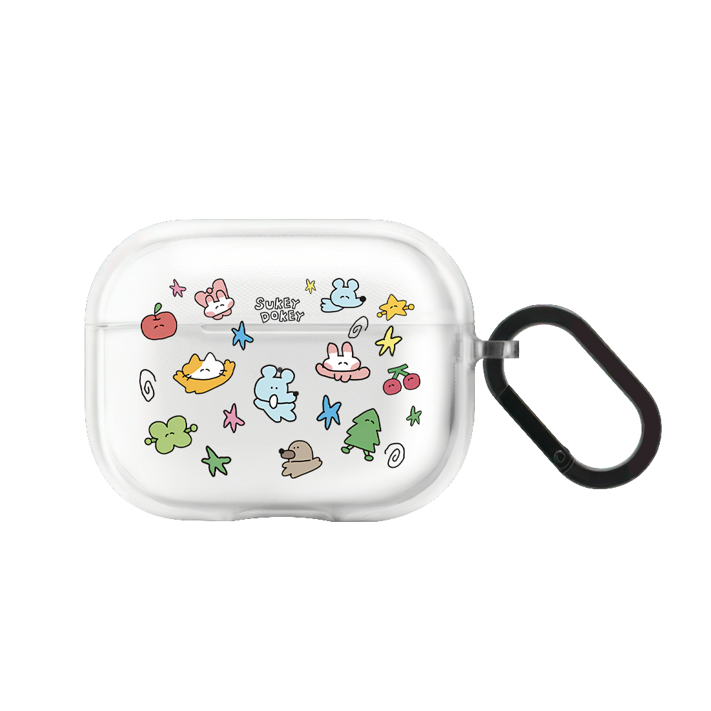 CASE可爱Sukeydokey小动物耳机套适用AirPods Pro2二代保护套3代4代苹果无线蓝牙2代第二代耳机透明保护套
