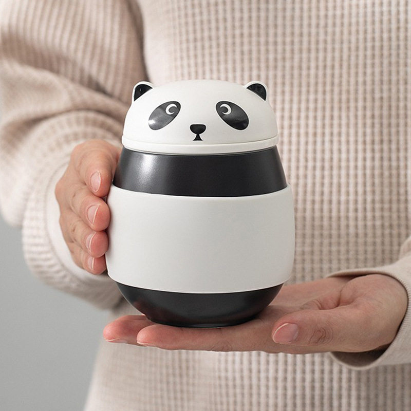 可爱熊猫泡茶杯茶水分离杯子个人