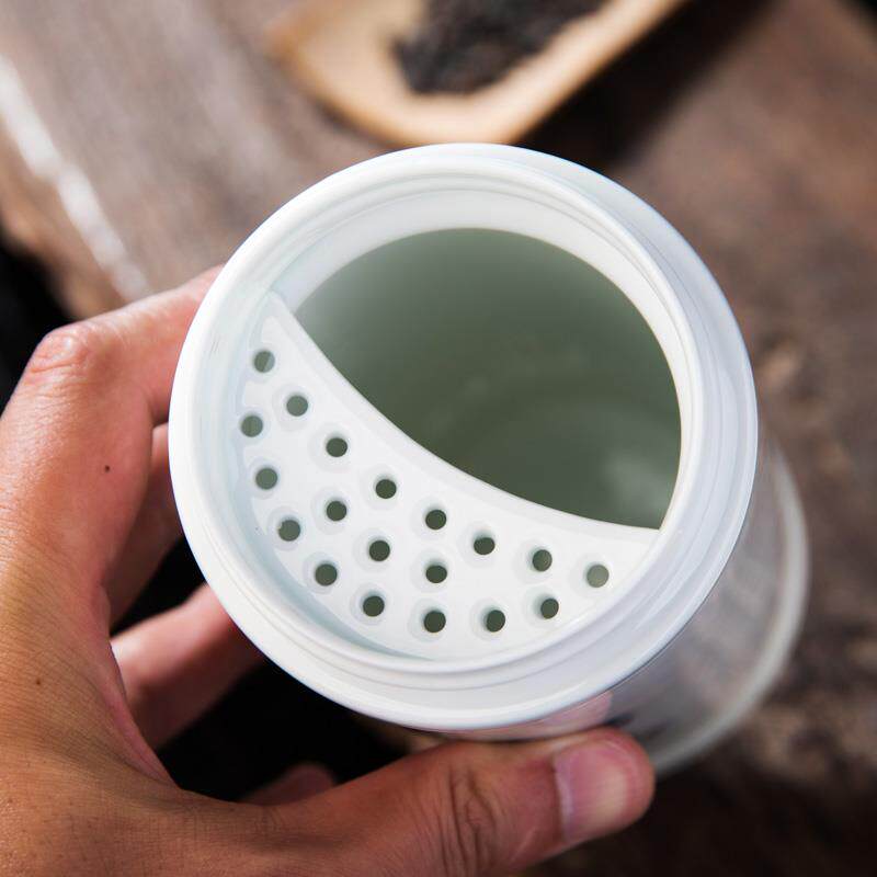 陶瓷保温杯带盖青花瓷双层内胆大容量带一体过滤网泡茶水杯