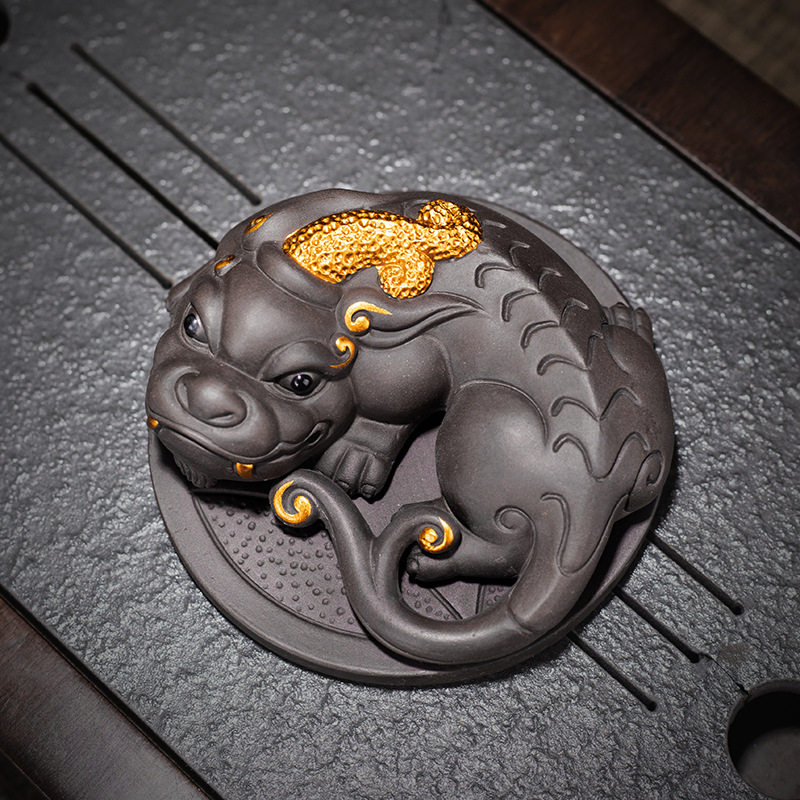 紫砂金蟾茶宠摆件精品可养茶玩