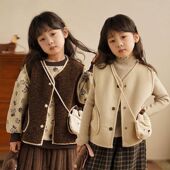 儿童洋气两面穿加厚马甲男女童保暖羊羔绒坎肩 童装 2025年冬季 新款