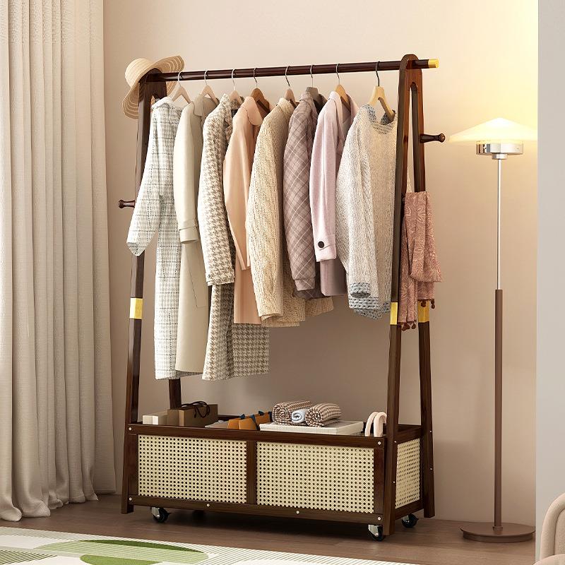 钢琴键挂衣架落地卧室脏衣篓衣帽架家用可移动开放式衣柜置物架子